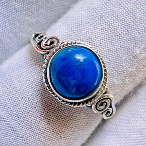 Lapis Lazuli Dainty Ring – 925 Silver Handmade Gemstone Ring for Her – Gift Jewelry for Birthday