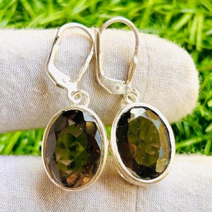 Boucle d'oreille à clip en quartz fumé pour un usage quotidien, boucle d'oreille en argent 925, boucle d'oreille artisanale de 4 cm de long, boucle d'oreille cadeau d'anniversaire, cadeau pour femme