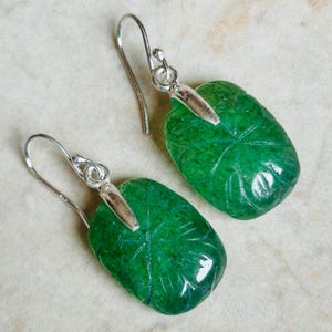 Strawberry Quartz 925 Silver Earring, Carved Stone Earring, Ear Wire Earring, Birthday Gift Earring, Handmade Earring 4.5 Cm long''
