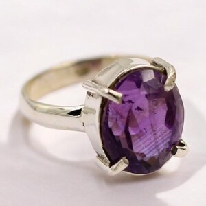 Purple Amethyst 925 Sterling Silver Ring - Handcrafted for Her
