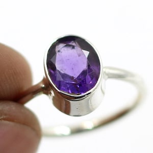 Elegant Oval Cut Amethyst Ring - 925 Sterling Silver, Dainty Style, Perfect Gift for Her&quot;