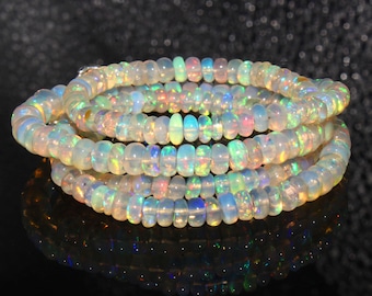 3-4.5 MM Natural Ethiopian Welo Fire Opal Rondelle Beads 8" 1 Strand Opal AA20 