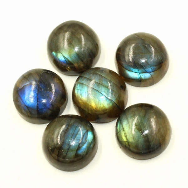 Labradorite Cabochon, 15mm Round gemstone, Labradorite Jewelry making Loose gemstone 6 Pcs lot