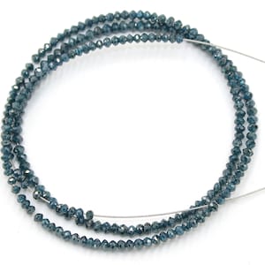 Blue Diamond faceted Rondelle Beads 15 inch long 1 strand, size 2mm finest quality blue diamond beads affordable price free shipping