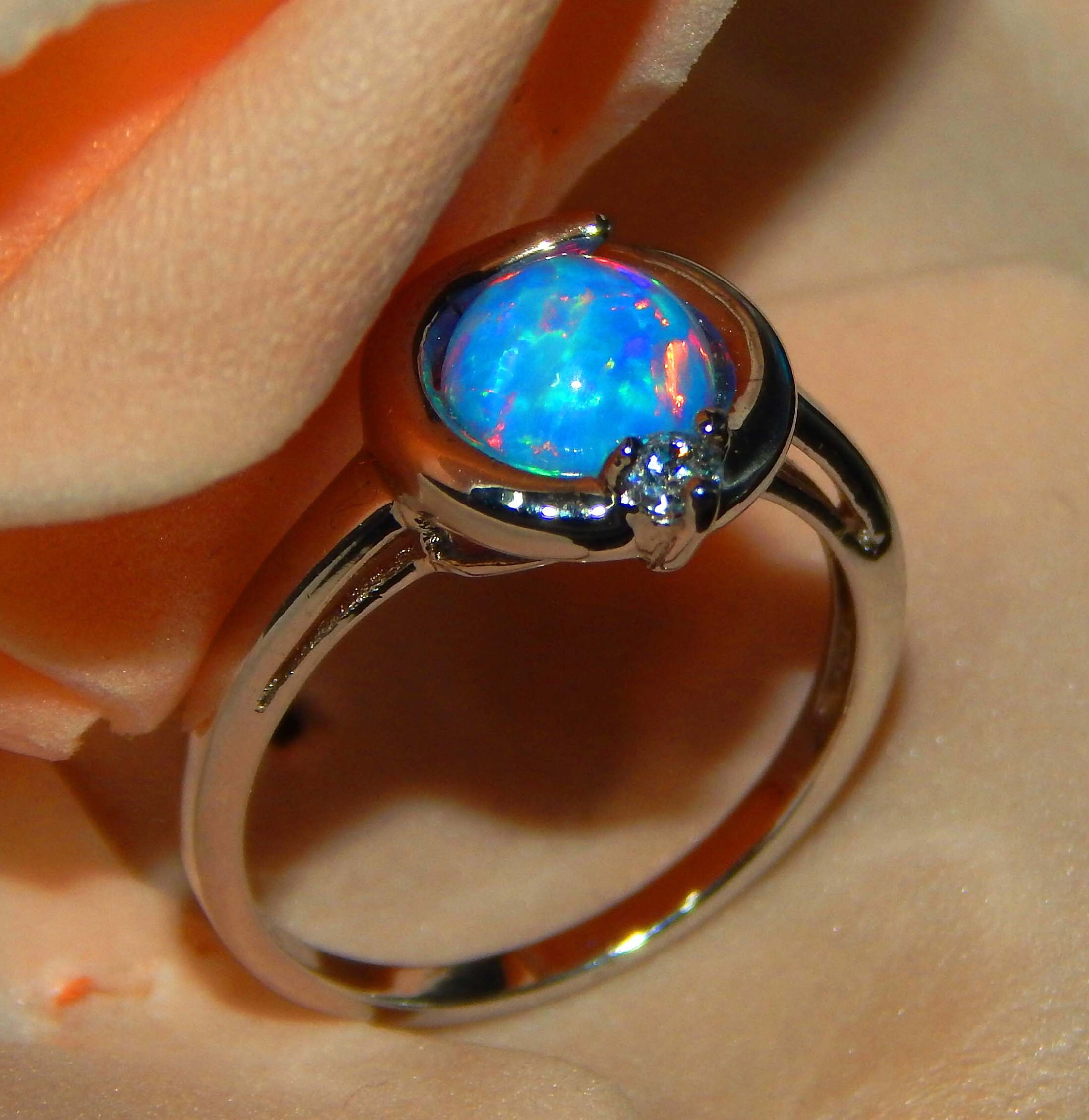 925 Pure Silver Opal Ring / Jelly Opal Ring 1.88 Gram Blue Etsy