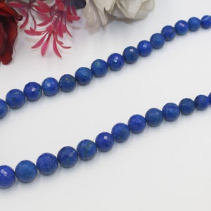 faceted Lapis Beads 455 Carat Natural Lapis Lazuli Round Beads 9 to 15mm Faceted Round Lapis Lazuli Beads Necklace 19.5 Inch Long