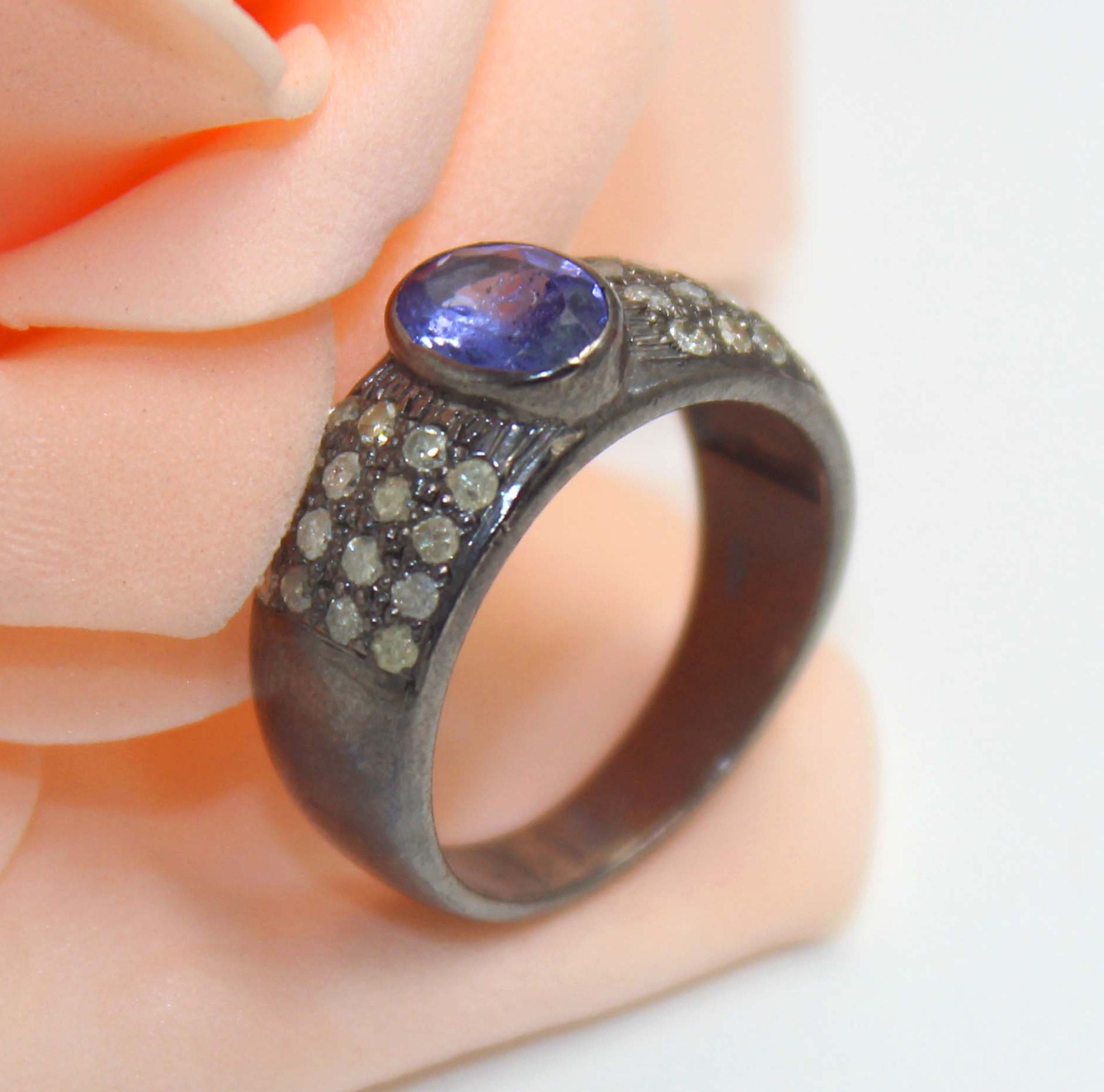 Black Rhodium Ring4.58 Gram Natural Pave Diamond And Etsy