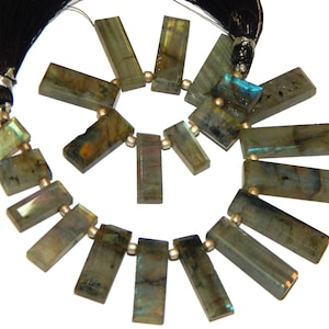 Bar Beads ,178.10 carat Natural faceted Multi fire Labradorite Beads 7-11 to 7-29mm labradorite Rectangle Shape Beads Strand 8 Inch