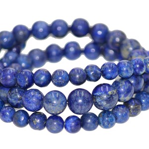 Cadena de cuentas de bolas de lapislázuli, cuentas redondas de lapislázuli 100% naturales de 4-6 mm, collar completo de 18''