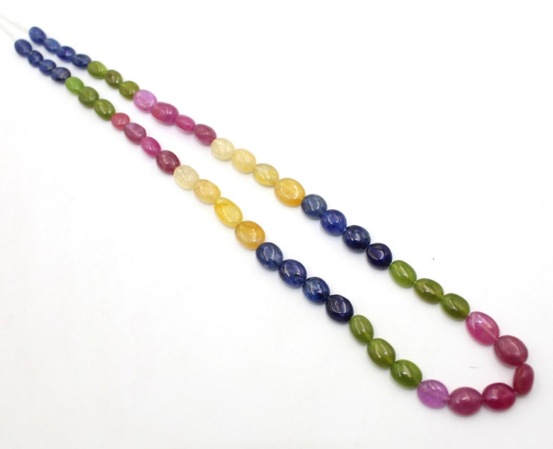 Super fine Quality Multi Sapphire 5-7 to 7-10mm Smooth Oval Colorful Sapphire Beads 143 carat Approx 1 strand 17 inches