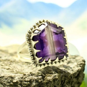 Amethyst Ring, Handmade Ring, 925 Sterling Silver Ring, Purple Amethyst Designer Ring, February Birthstone Ring, Gift for Women