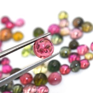 46 Pieces, Natural Multi Tourmaline gemstone, 3-5mm smooth round tourmaline cabochon gemstone 22.20 Cts