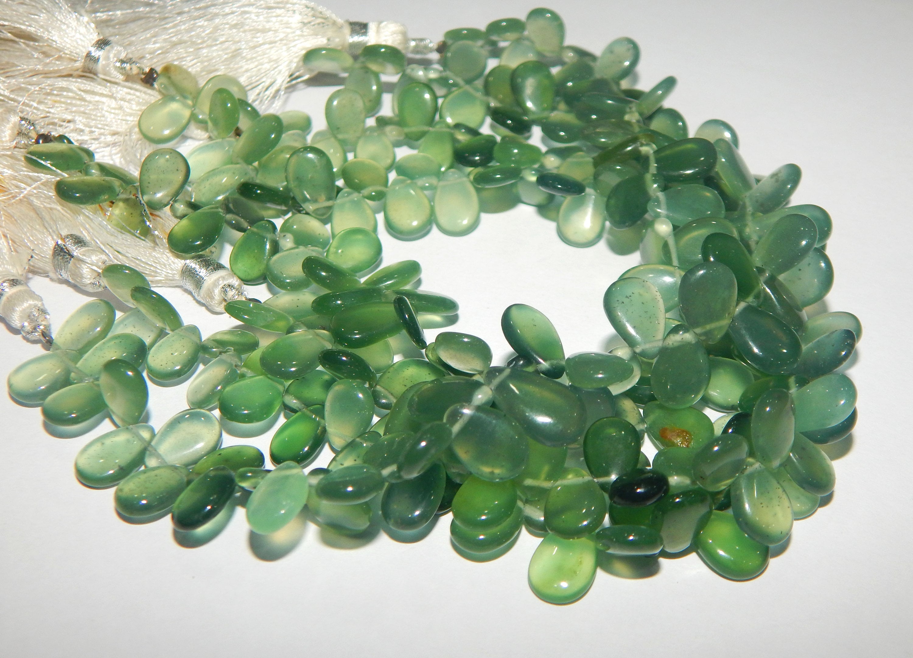 100 Natural Serpentine Gemstone Drop Beads Smooth Peardrop Etsy