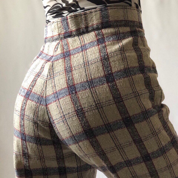 Vintage 90s handmade checkered high waisted trouse