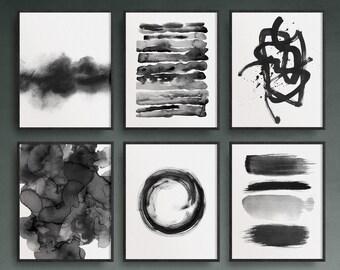 Black Watercolor Art | Etsy