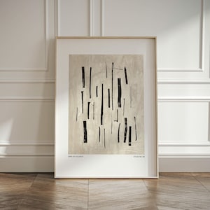 Japandi Minimalistischer Abstrakter Druck - Modernes ästhetisches druckbares Poster - Beige und Schwarzes Wabi Sabi Wandbild - neutrales skandinavisches Wanddekor