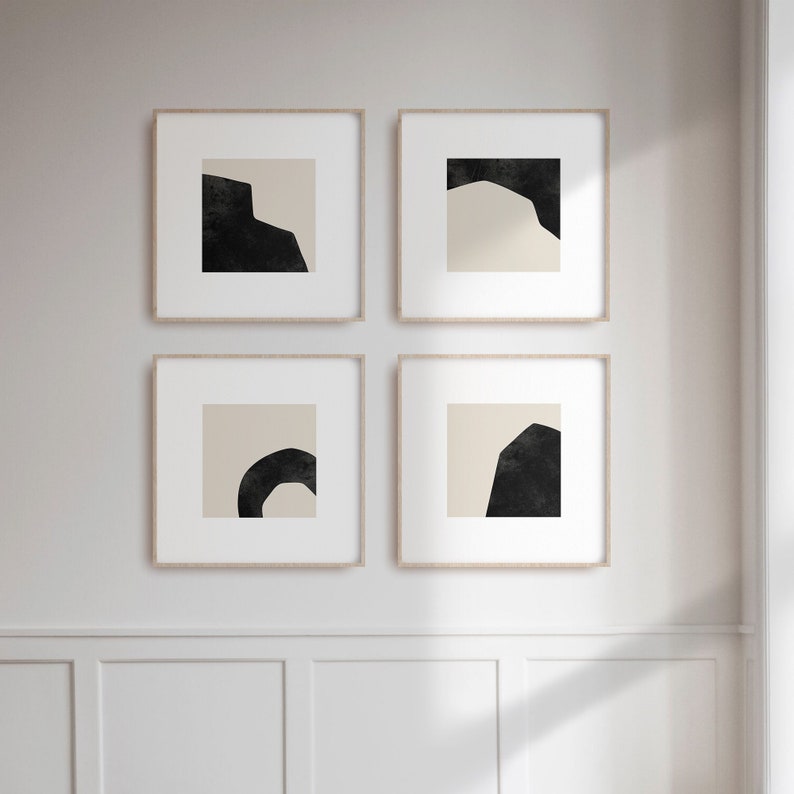 Preserving The Original Shape Of Minimalist Art Gallery Artwork Reference: Japandi Minimalist Art Gallery Set Of 4 Square Prints