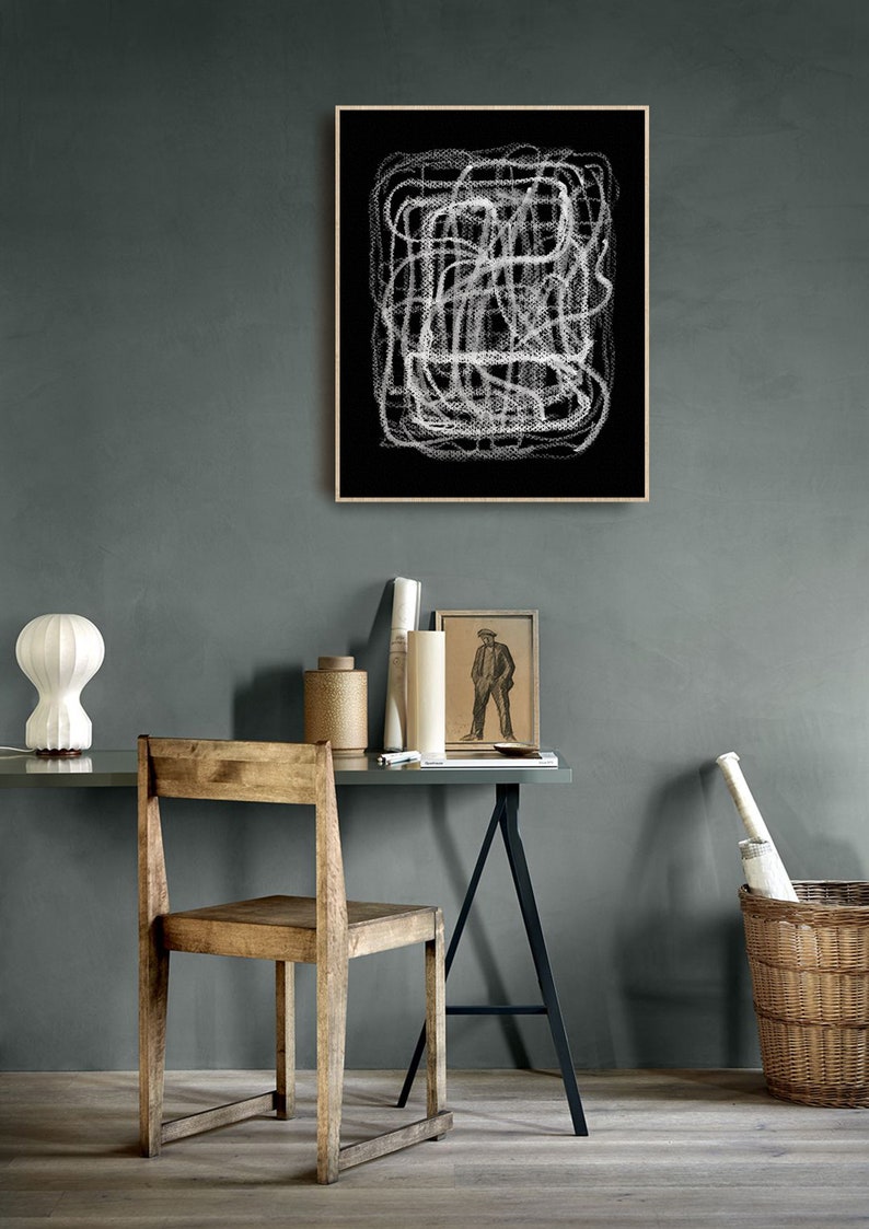 Black and White Abstract Scandinavian Art Modern Wall Decor - Etsy