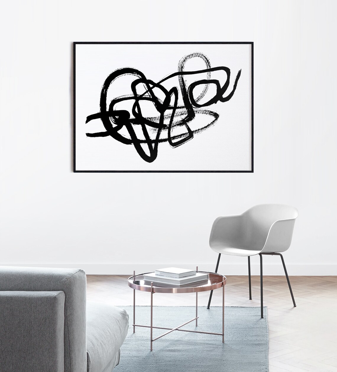 Black and White Brush Stroke Art Modern Abstract Painting - Etsy