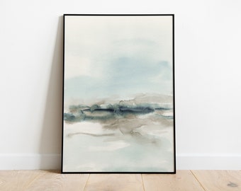 Aquarel abstract landschap - moderne minimalistische schilderkunst - hedendaagse afdrukbare muurkunst - grote downloadbare print - decor strandhuis