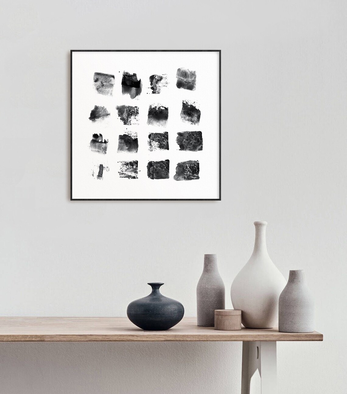 Modern Scandinavian Abstract Art Set of 3 Black and White Etsy