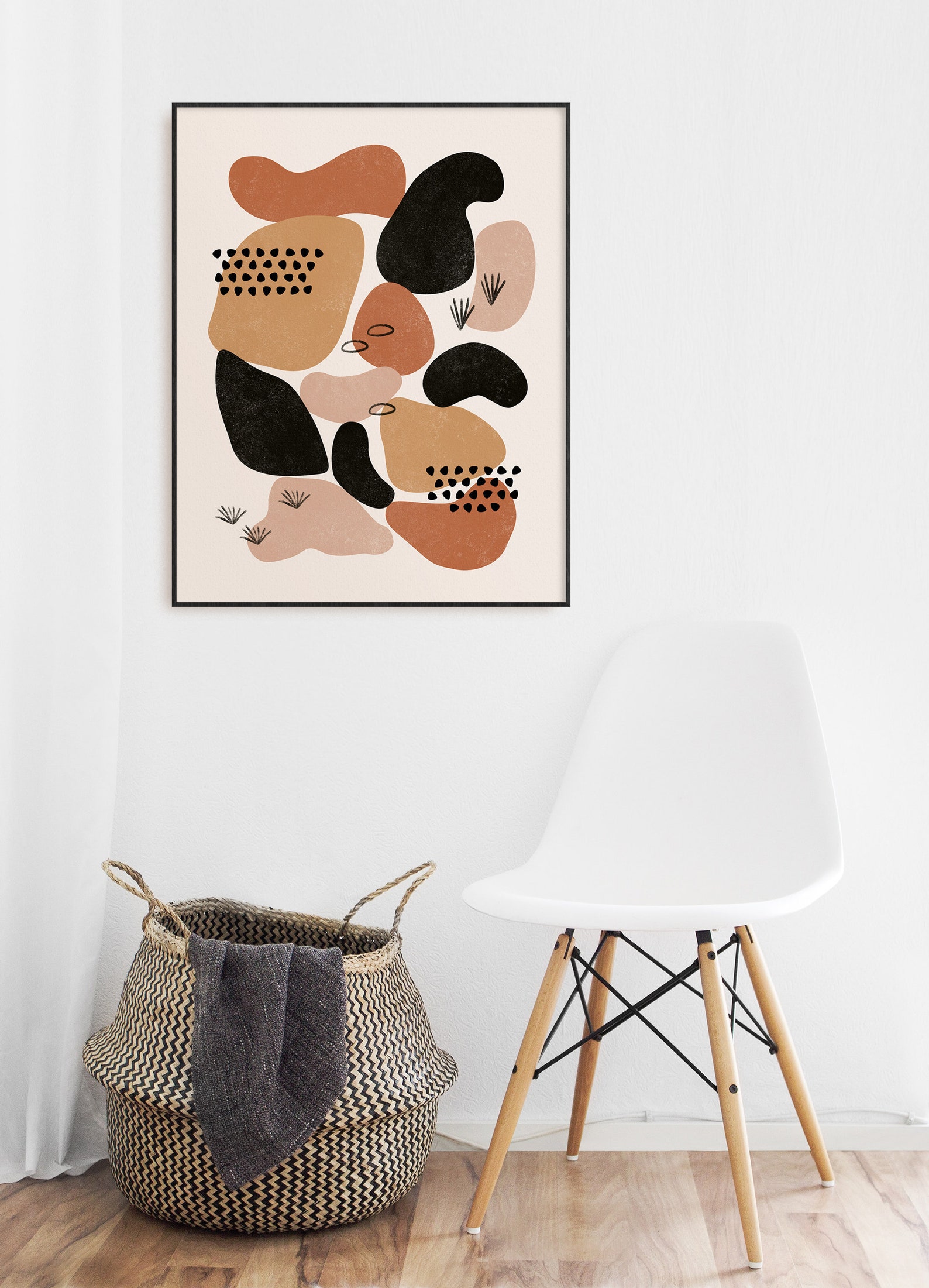 Burnt Orange Abstract Wall Art Scandinavian Minimalist Print Etsy