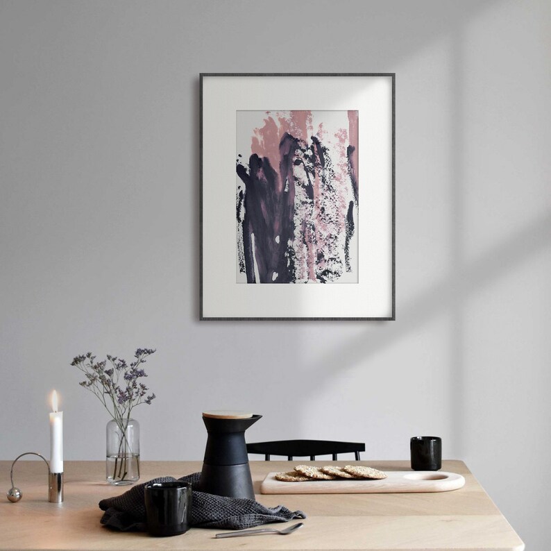 Pink and Black Printable Abstract Painting - Modern Minimalist Art ...