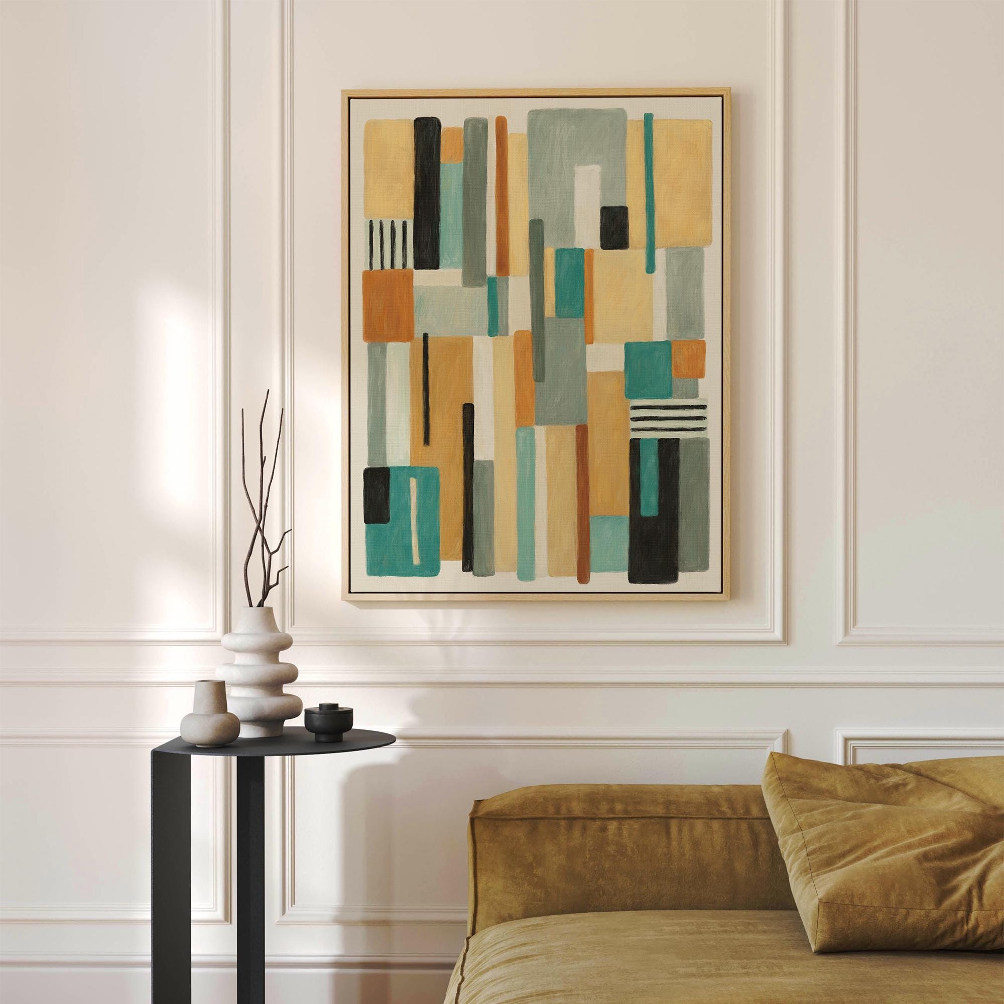 Mid Century Abstract Printable Painting, Modern Geometric Wall Art - Etsy