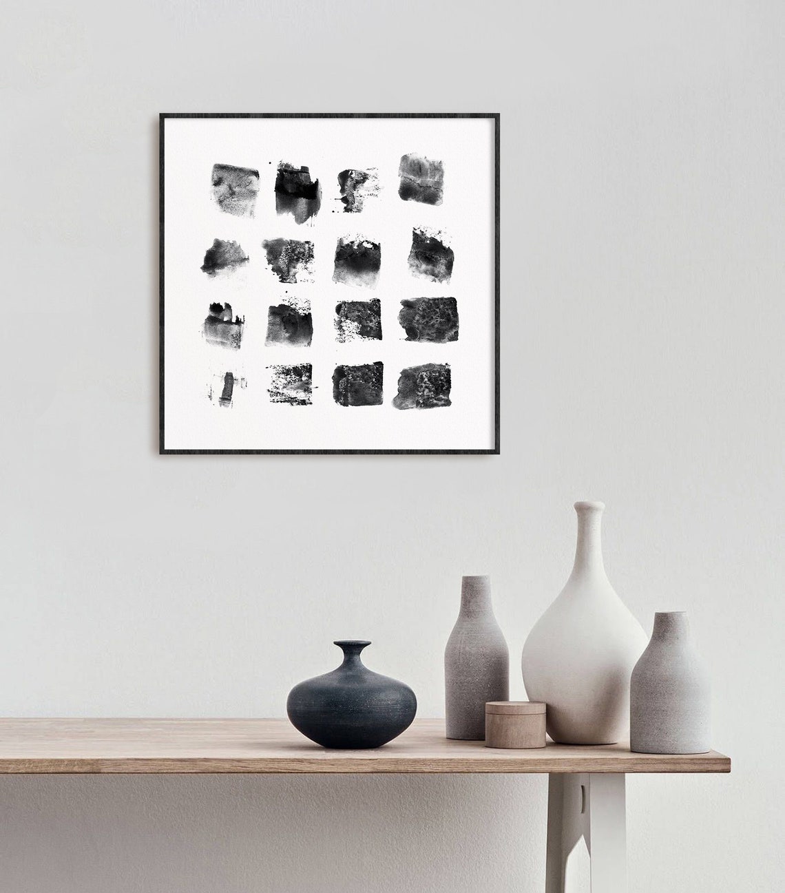 Minimalist Abstract Painting Modern Black and White Wall Art - Etsy