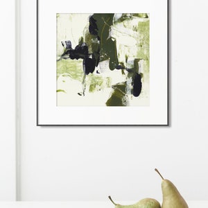 Olive Green, White and Black Abstract Painting contemporary square print minimalist art downloadable wall decor large printable art image 7