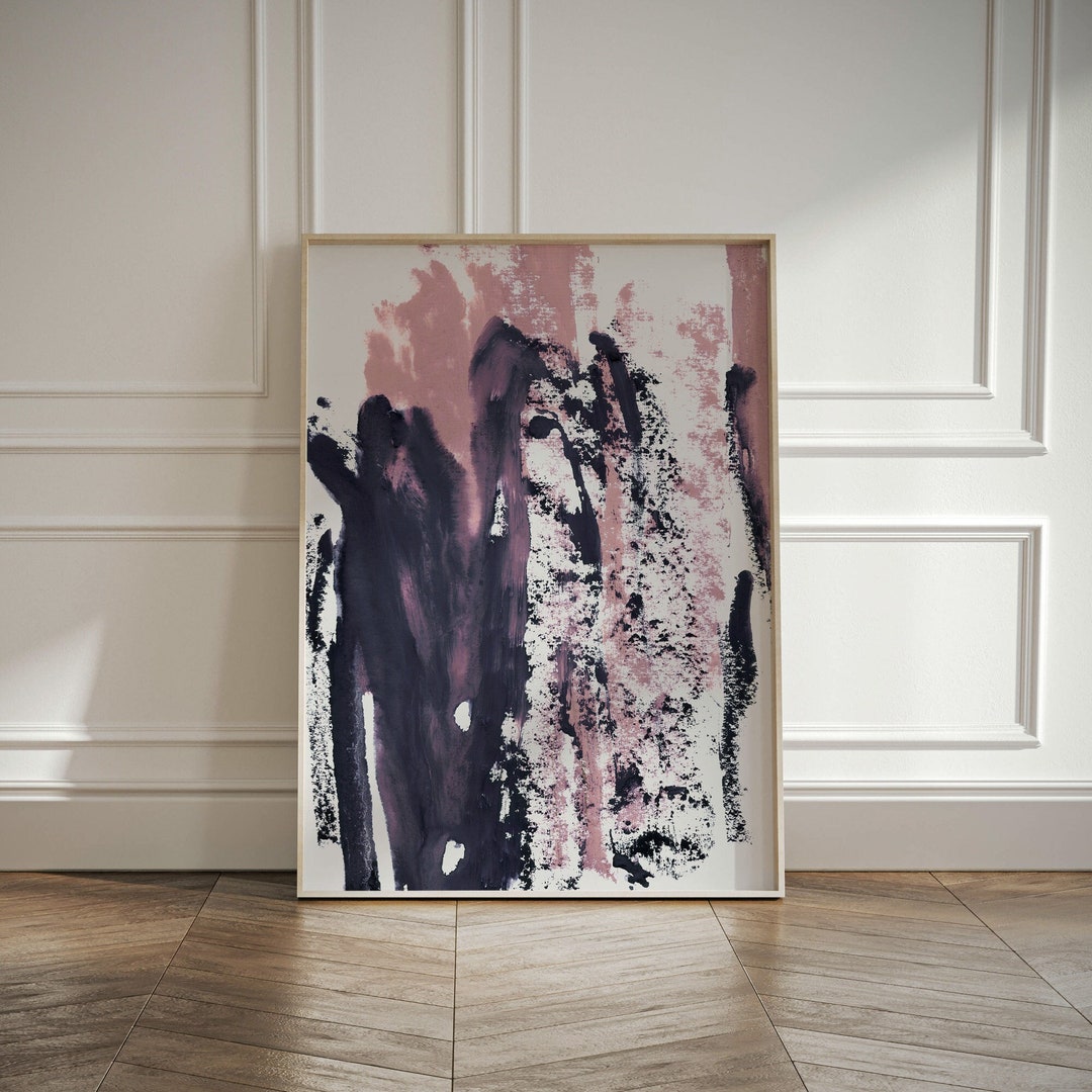 Pink and Black Printable Abstract Painting - Modern Minimalist Art ...