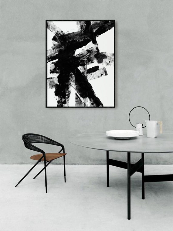 Abstract Black and White Art Print Modern Minimalist | Etsy