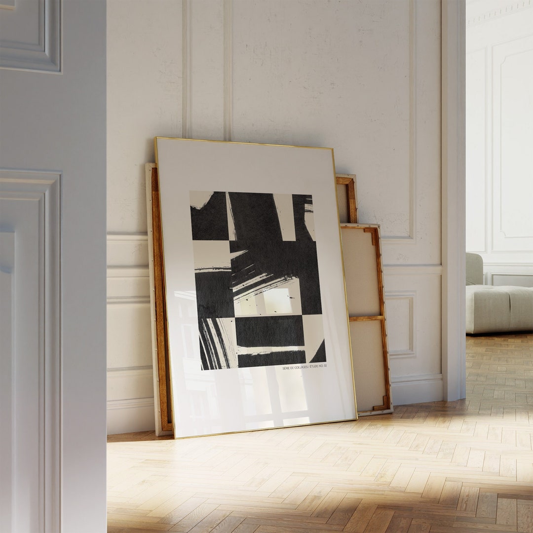 Modern Minimalist Abstract Poster - Japandi Printable Wall Art - Black ...