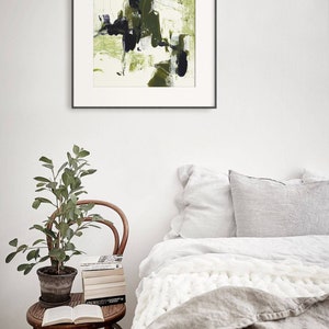 Olive Green, White and Black Abstract Painting contemporary square print minimalist art downloadable wall decor large printable art image 9
