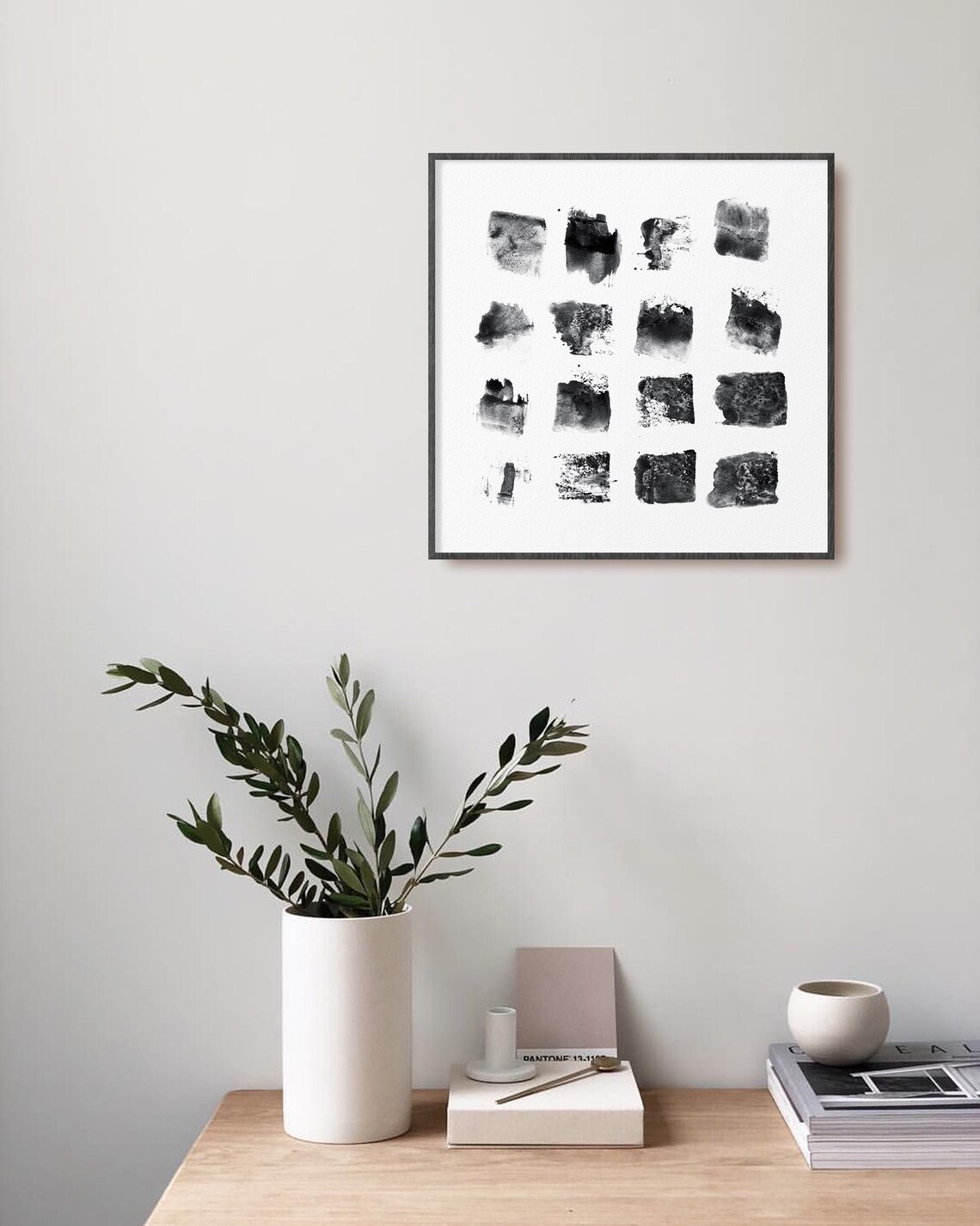 Minimalist Abstract Painting Modern Black and White Wall Art - Etsy