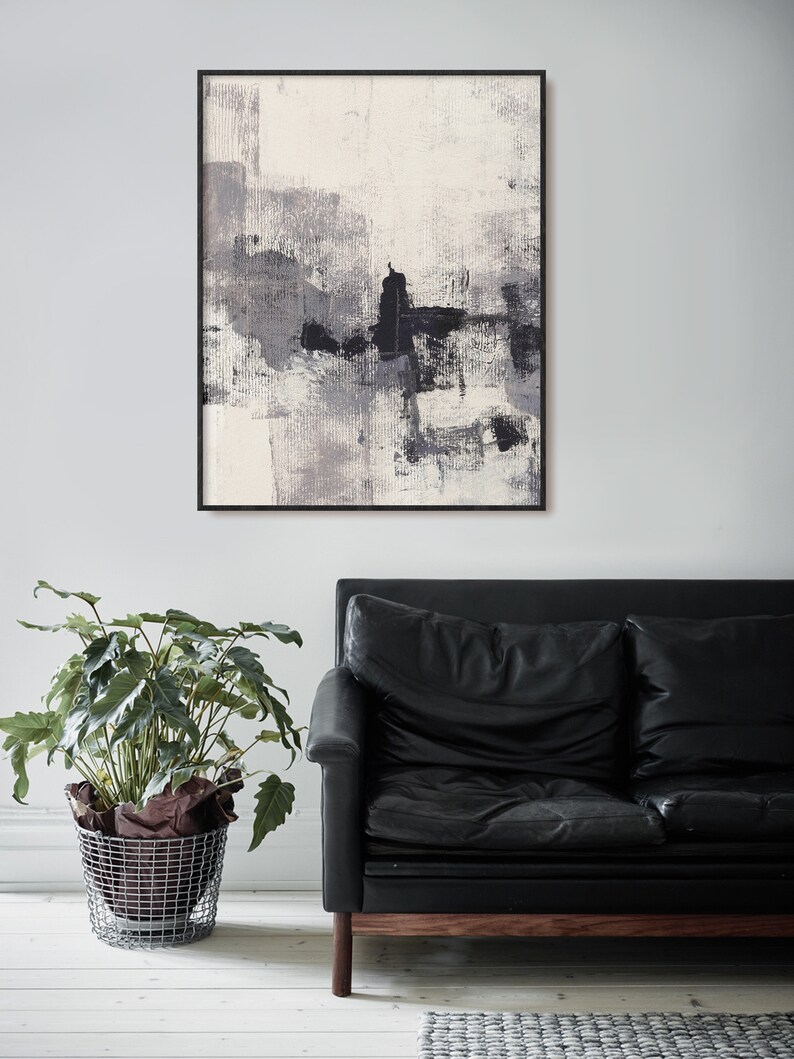 Set of 2 Neutral Color Paintings Modern Abstract Print Set Etsy