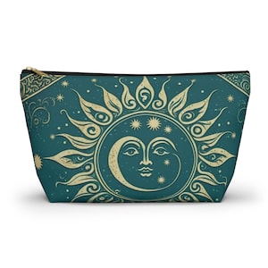 Celestial Pouch, Makeup Bag, Starry Night Accessory Case, Galaxy Toiletry Organizer, T-bottom Design