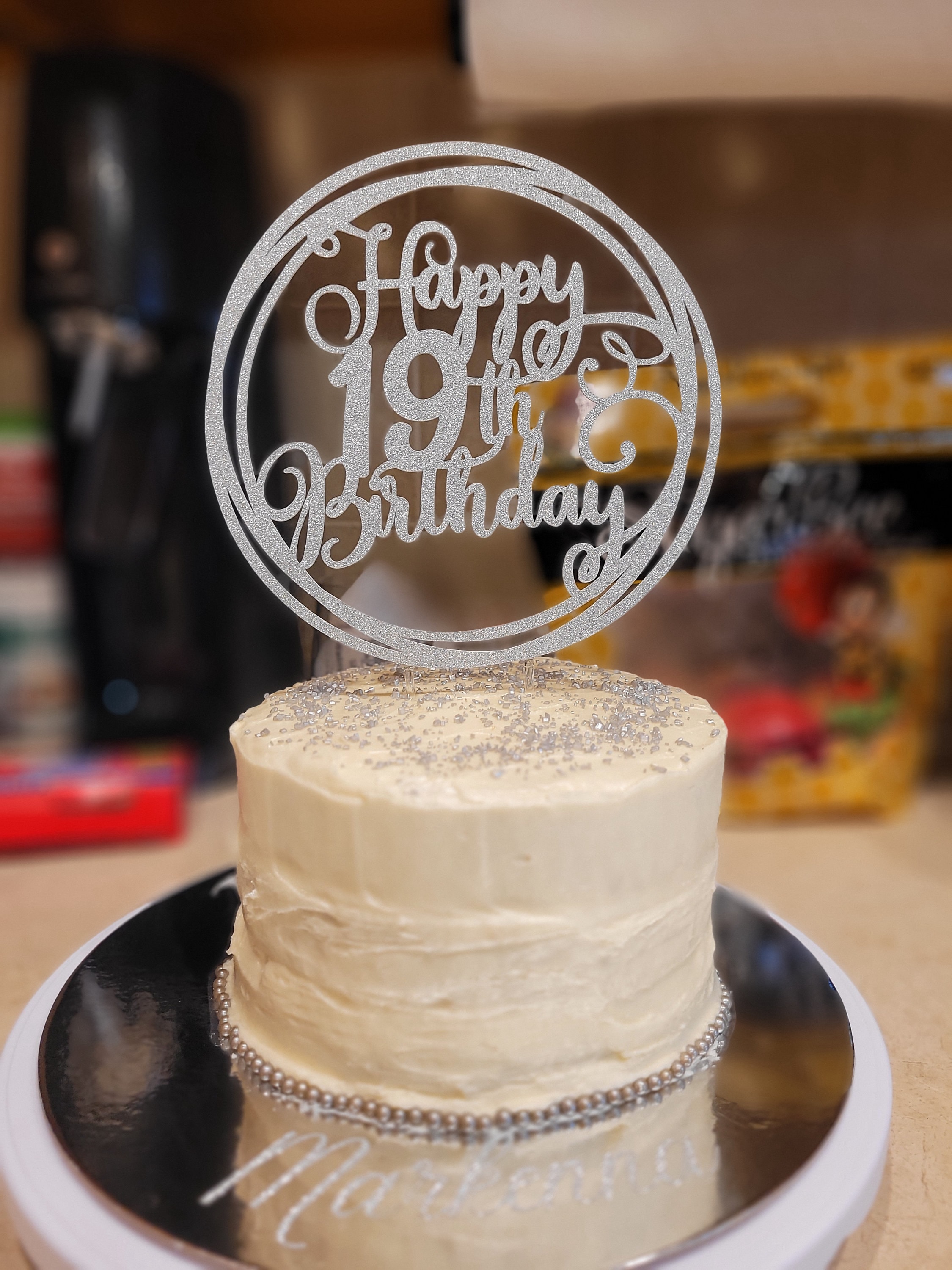 Rose Gold Glitter 'Bruh I'm 19' Cake Topper - Funny Birthday Party Decorations For 19th Birthday