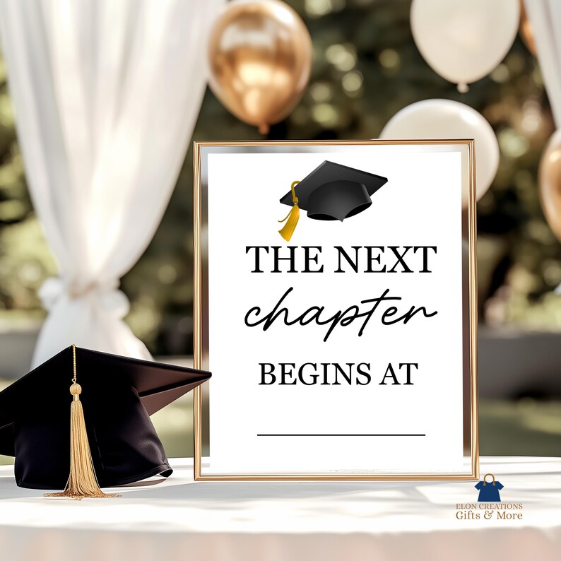 The Next Chapter Begins Graduation Sign, Party Decor (digital Download ...