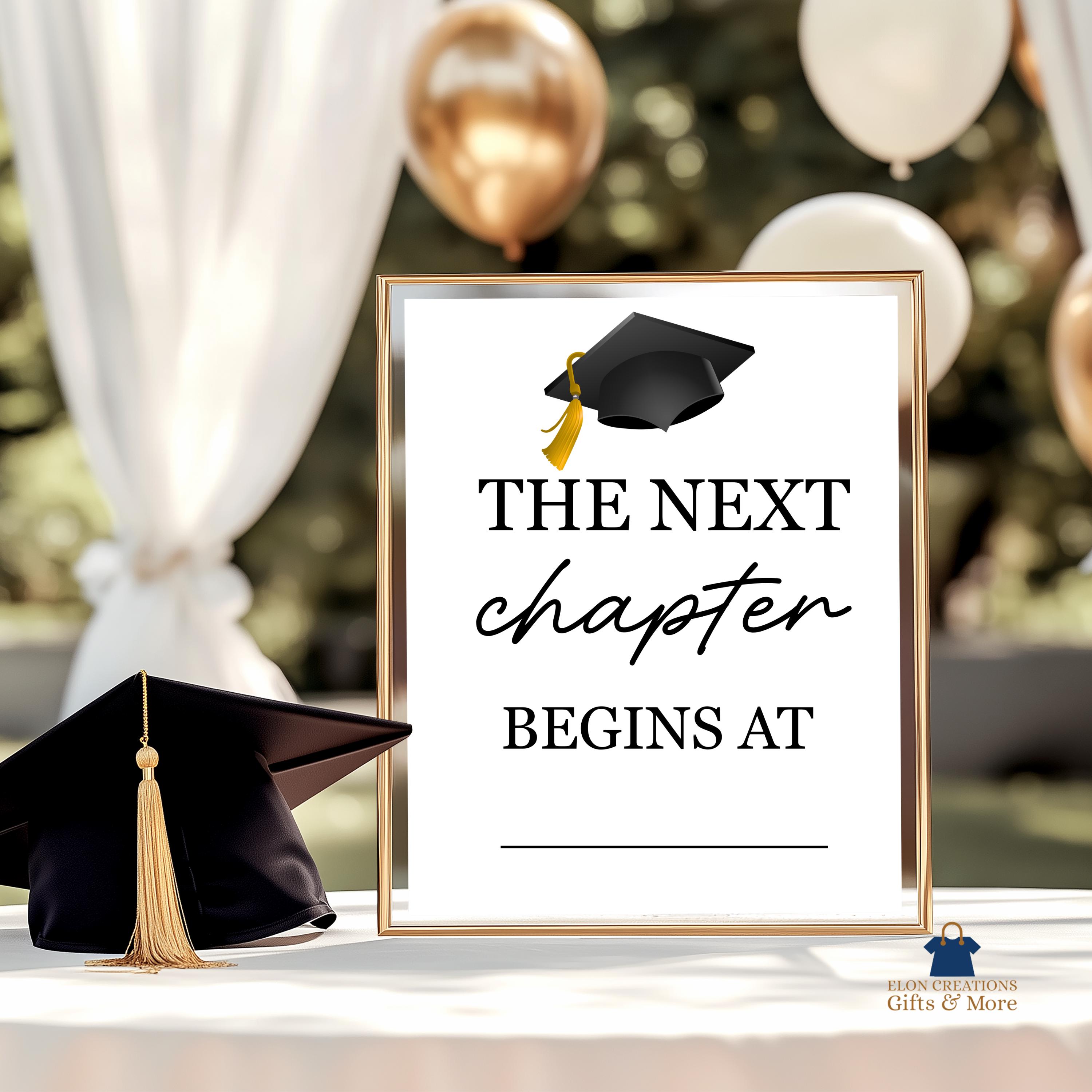 The Next Chapter Begins Graduation Sign, Party Decor (digital Download ...