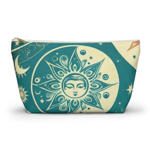 Celestial Pouch, Makeup Bag, Starry Night Accessory Case, Galaxy Toiletry Organizer, T-bottom Design