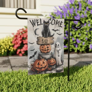 Halloween Garden Flag Halloween Outdoor Decoration Welcome Halloween Garden Flag Housewarming Gift Outdoor Fall Garden Banner