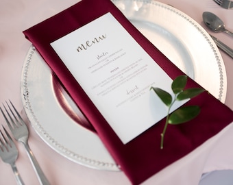 Printed Wedding Menu Card Script Font - PRINTED WEDDING MENU - customized wedding menu card
