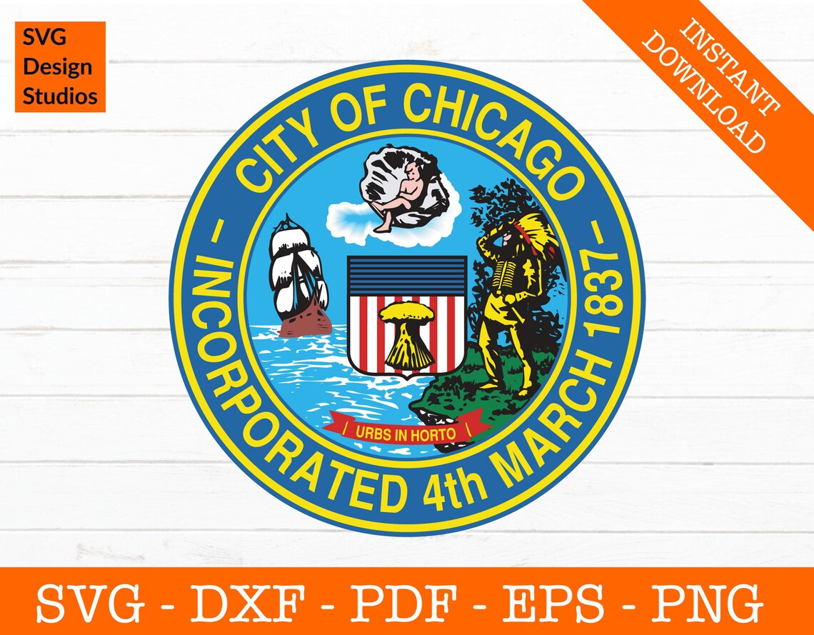 Chicago Svg Chicago Seal Svg Chicago Coat of Arms Svg Etsy