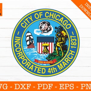 Chicago SVG, ursos, bandeira, selo, logotipo da cidade, horizonte, polícia, Cricut, silhueta, arquivos cortados, PNG, sublimação, brasão, design de copo