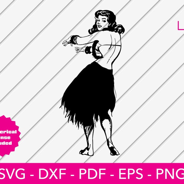 Hula Dancer Svg, Hula Hoop Svg, Hawaii Svg, Tropical Svg, Beach Cut File PNG - DXF - Cricut - Decal Shape Vector Clipart - Instant Download