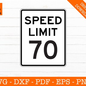 70 MPH snelheidslimiet teken Svg, silhouet schaduw SVG gesneden bestand - png - dxf - eps - Cricut - sticker vorm Vector Clipart