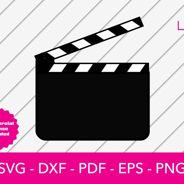 Clapper Svg, Movies Svg, Cinema Svg, Director Svg, Clapper Board Silhouette SVG Cut File - PNG - DXF - Cricut - Decal Shape Vector Clipart