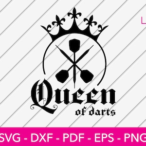 Queen of Darts svg, Dart Spiel svg, Dart Logo svg, Dart svg, Dartscheibe, geschnittene Datei - PNG - DXF - Cricut - Vektor Clipart - Instant Download