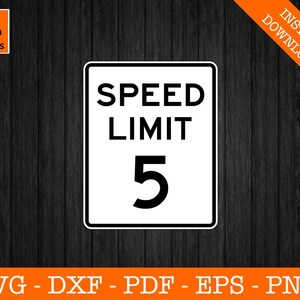 Lege MPH snelheidslimiet 5 teken Svg, auto's Svg, vijf jaar oude verjaardag Svg, silhouet snijden bestand - png - dxf - eps - Cricut vorm Vector Clipart